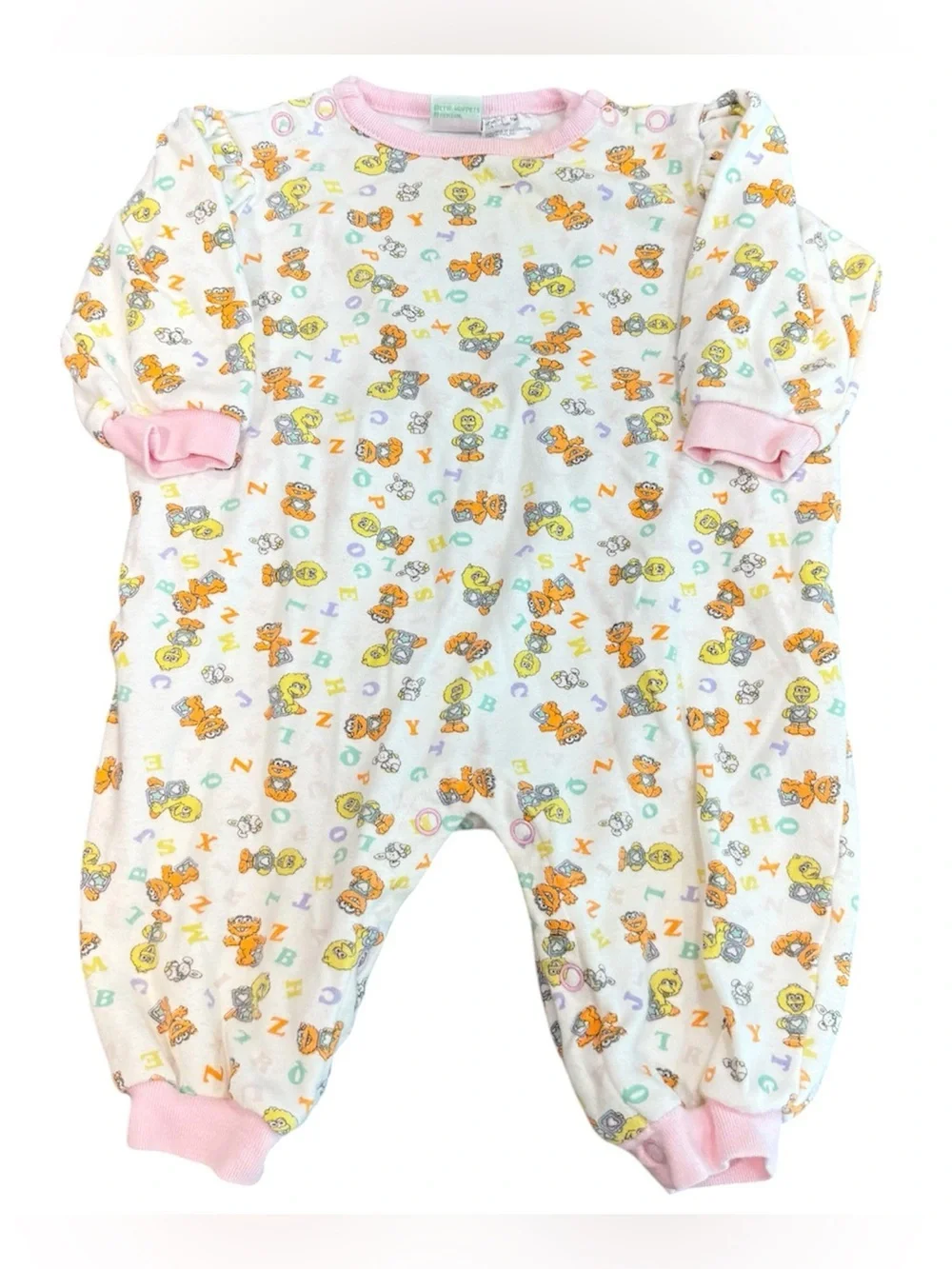 Vintage Sesame Street big bird pajama one piece outfit 6/9 month baby girl